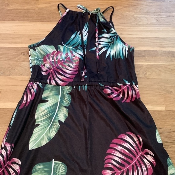 Huskary Tropical Floral Tie Cinched Waist Halter Maxi Dress Women’s S - Picture 12 of 15